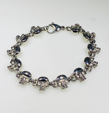 Multi-Skull Link Bracelet (Silver-Tone)