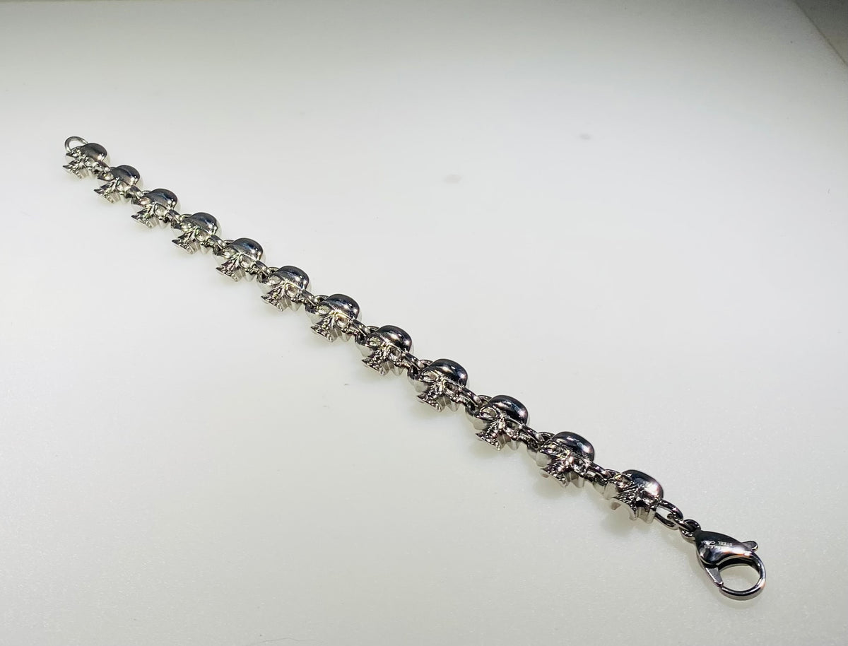 Multi-Skull Link Bracelet (Silver-Tone)