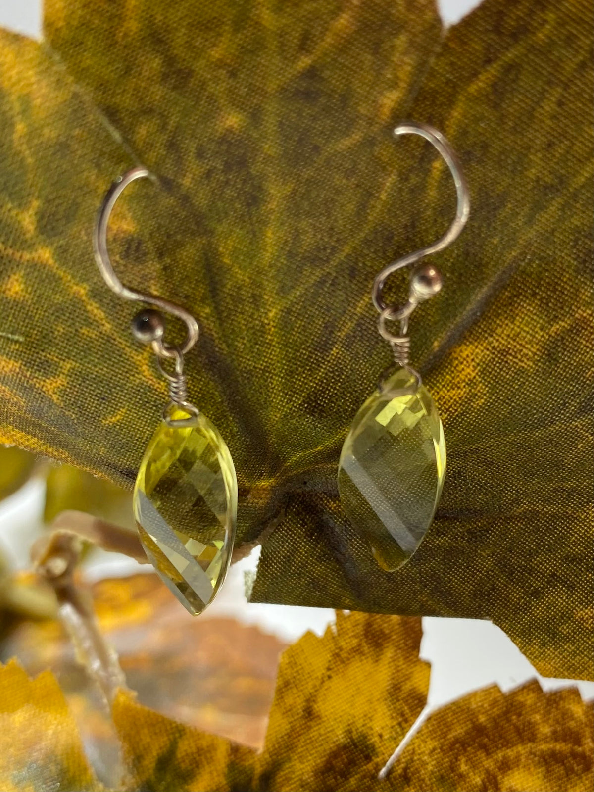 Natural Peridot Briolette Sterling Silver Dangle Earrings