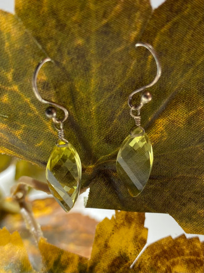 Natural Peridot Briolette Sterling Silver Dangle Earrings