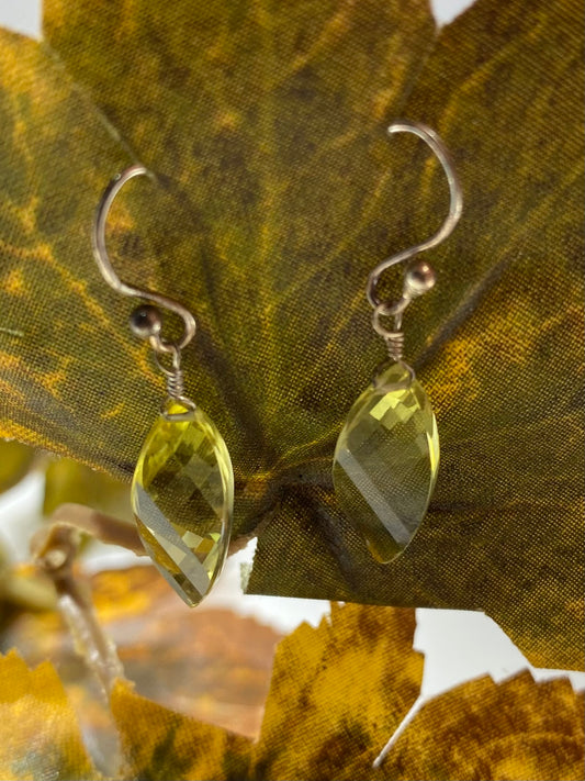 Natural Peridot Briolette Sterling Silver Dangle Earrings