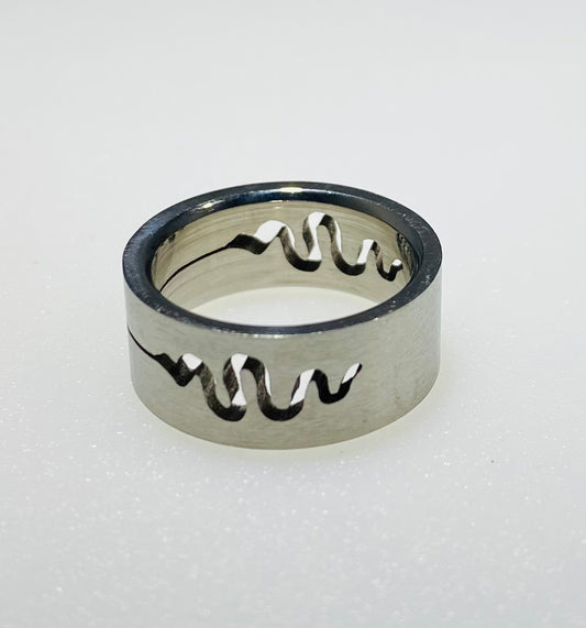 Stainless Steel Cutout Snake / Wave Motion Spinner Ring