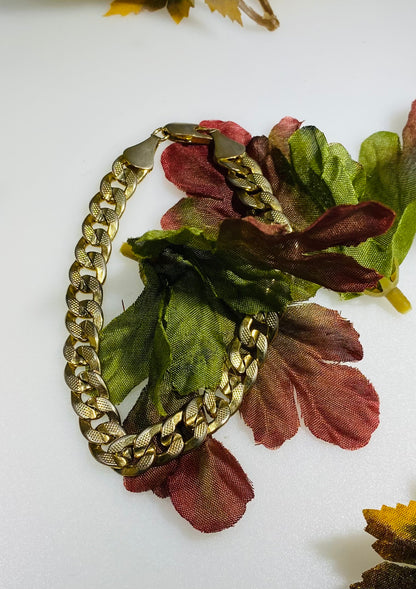 Men's 18K Gold Plated Two-Tone Textured Cuban Link Bracelet