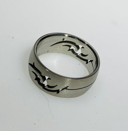 Stainless Steel Cutout Dolphin Motion Spinner Ring