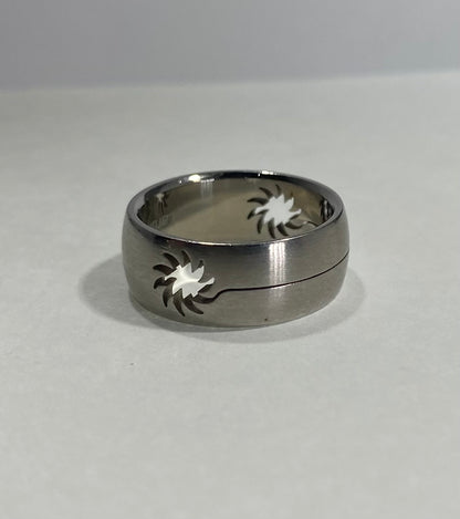 Madison Collections Sunburst Cutout Stainless Steel Band Ring