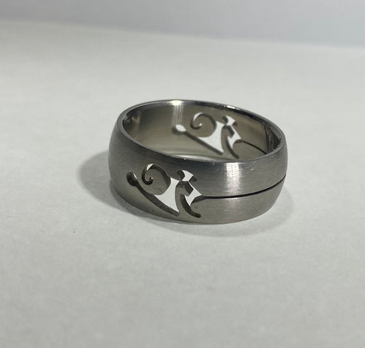 Madison Collections Tribal Scrollwork Cutout Stainless Steel Band Ring