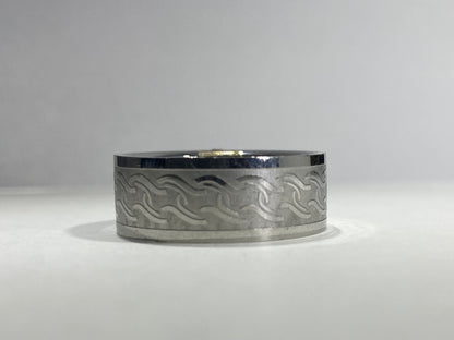 Madison Collections Engraved Wave Link Stainless Steel Band Ring