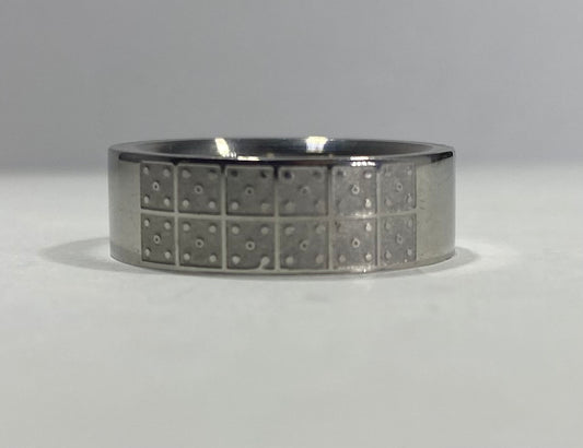 Madison Collections Stainless Steel Engraved Dice 5 Pattern Band Ring