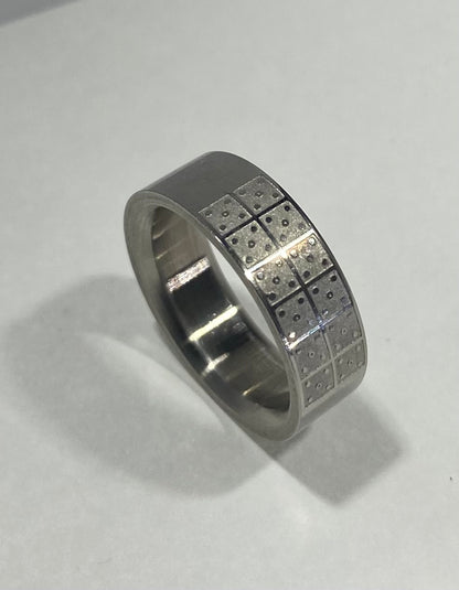Madison Collections Stainless Steel Engraved Dice 5 Pattern Band Ring