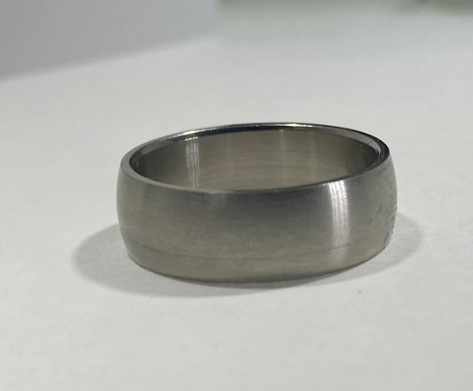 Madison Collections Classic Brushed Stainless Steel Plain Dome Band Ring