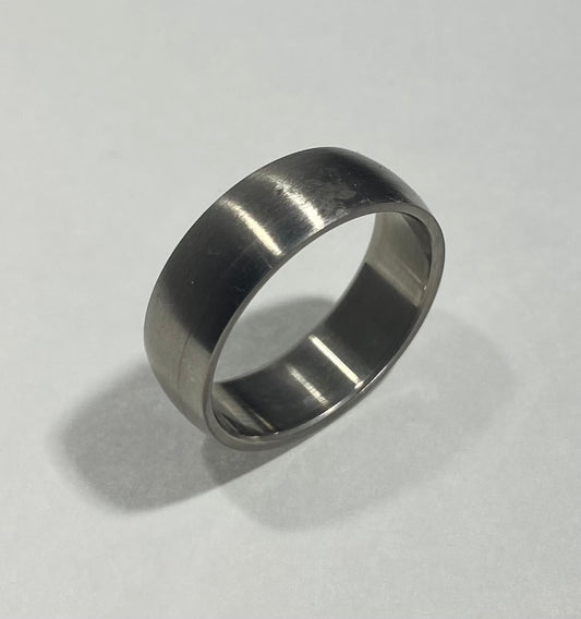 Madison Collections Classic Brushed Stainless Steel Plain Dome Band Ring