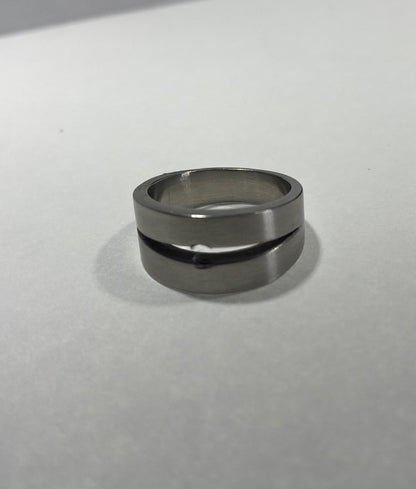 Madison Collections Brushed Stainless Steel Split Groove Band Ring