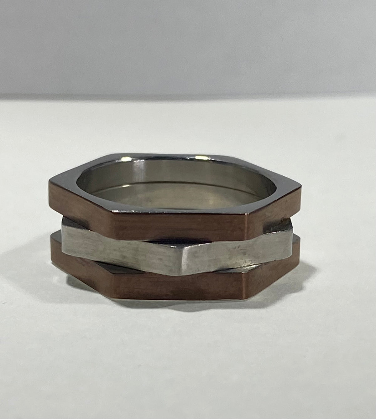 Madison Collections Two-Tone Copper Lug Washer & Silver-Plated Stainless Steel Ring