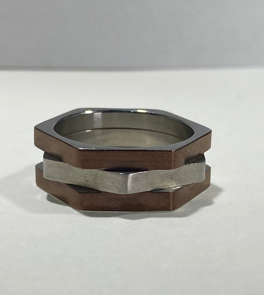 Madison Collections Two-Tone Copper Lug Washer & Silver-Plated Stainless Steel Ring