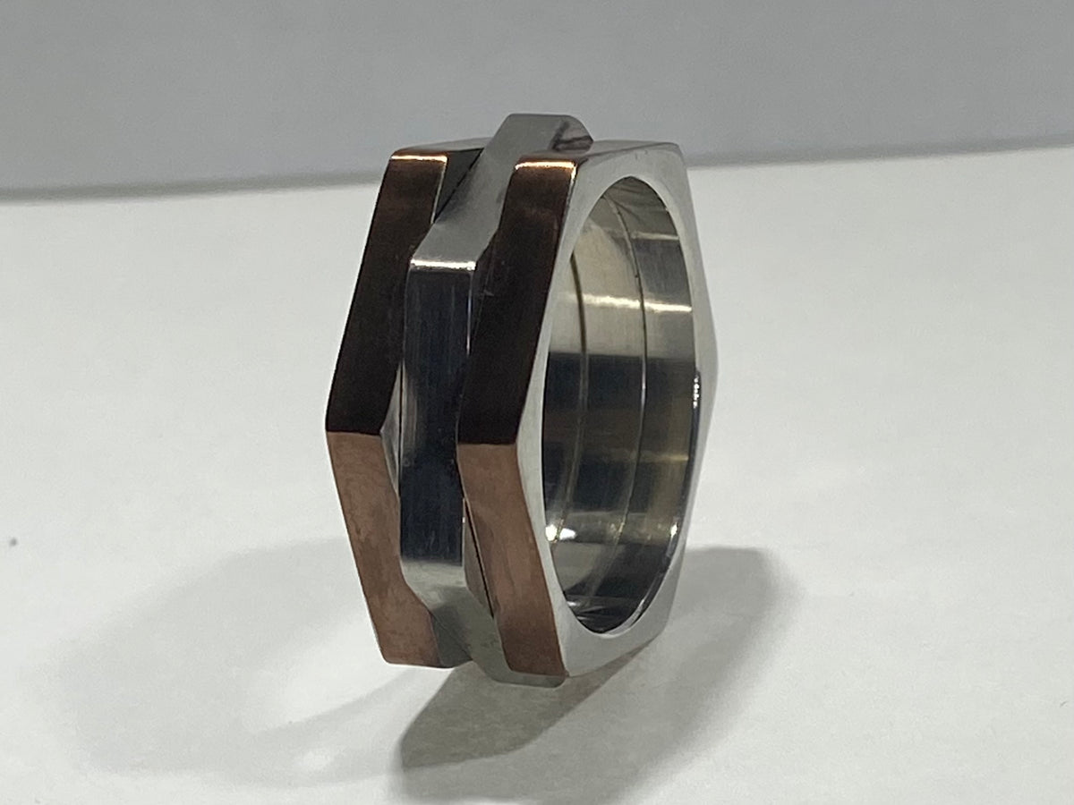 Madison Collections Two-Tone Copper Lug Washer & Silver-Plated Stainless Steel Ring