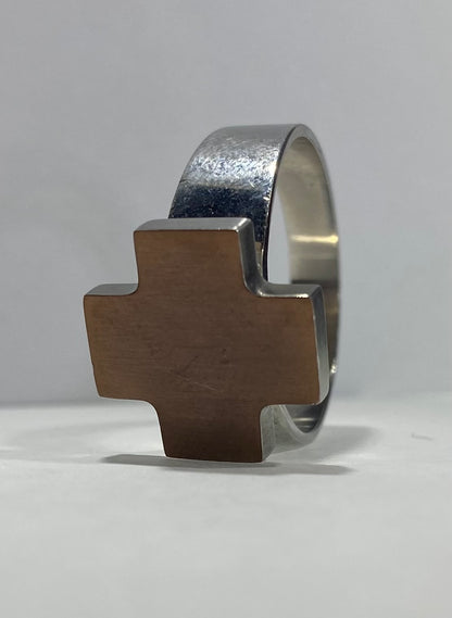 Madison Collections Satin Copper Cross & Silver-Plated Stainless Steel Ring