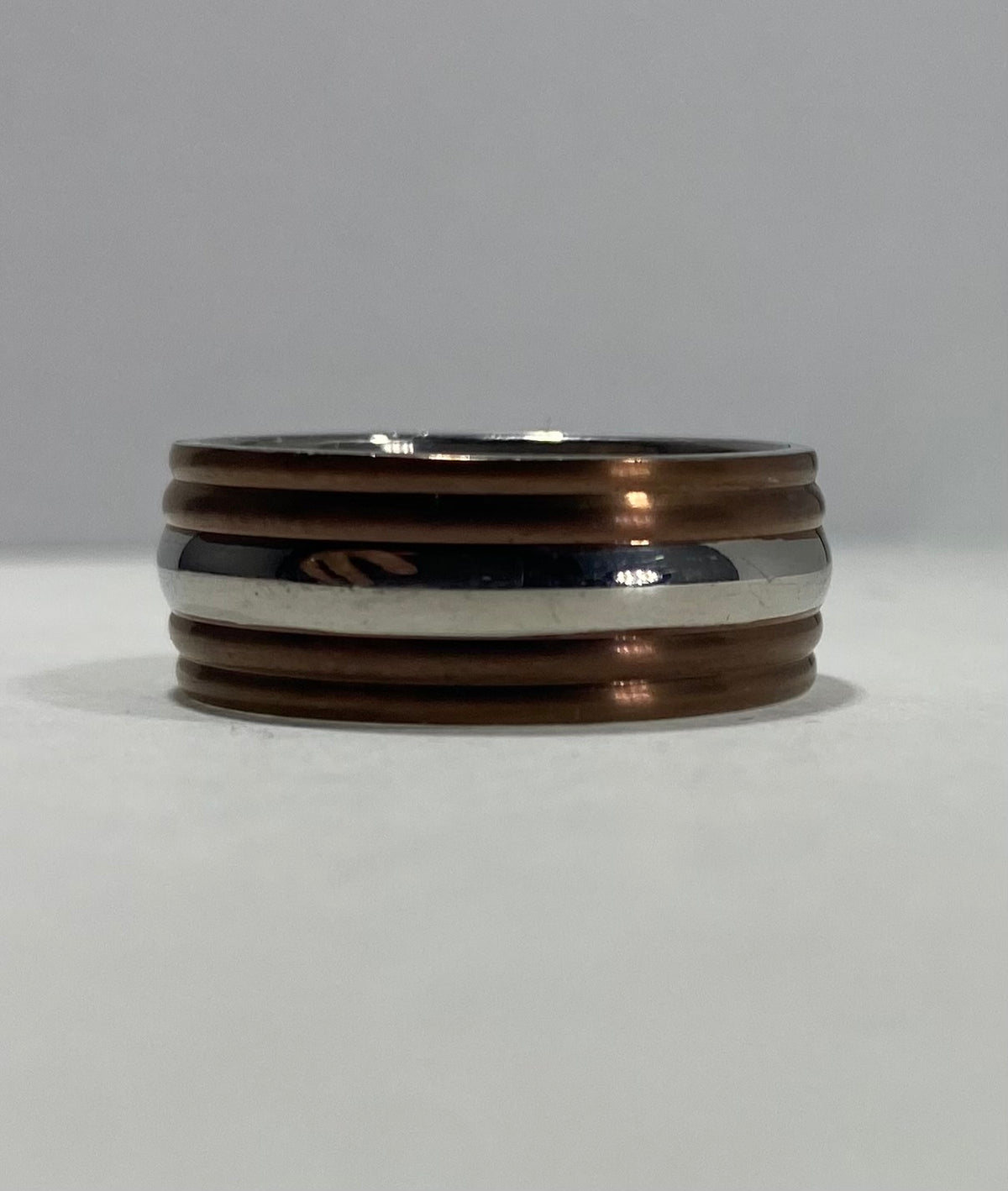Madison Collections Two-Tone Stainless Steel Band Ring with Copper Accents