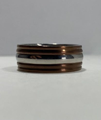 Madison Collections Two-Tone Stainless Steel Band Ring with Copper Accents