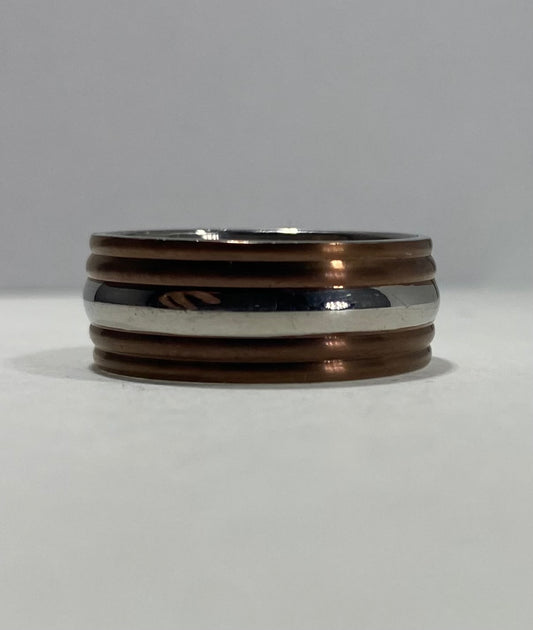Madison Collections Two-Tone Stainless Steel Band Ring with Copper Accents