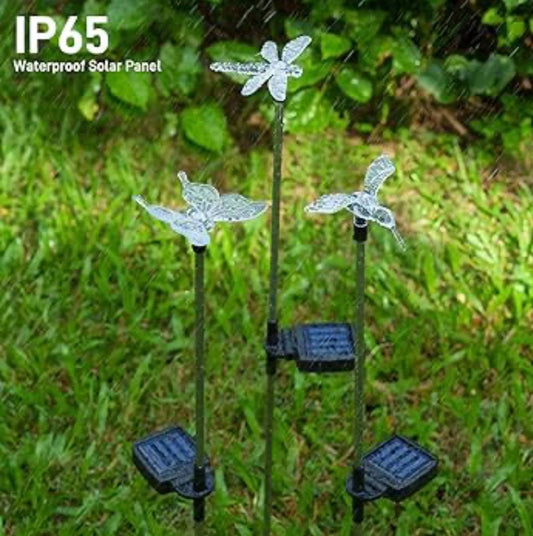 Multi-Color Changing Outdoor Solar Bird Stake Lights | Whimsical 3-Pack Set