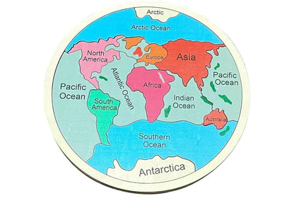 Montessori Wooden World Map Puzzle | Interactive Continents &amp; Oceans Toy for Kids 4-8