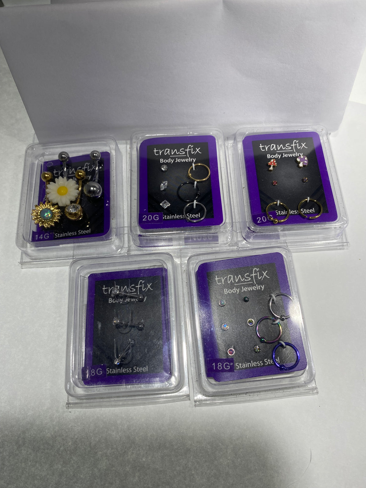 5-Pack Transfix Body Jewelry Bundle – Belly Rings, Nose Rings & Cartilage Jewelry Set