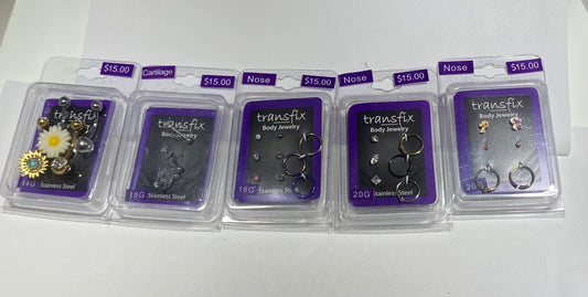 5-Pack Transfix Body Jewelry Bundle – Belly Rings, Nose Rings &amp; Cartilage Jewelry Set