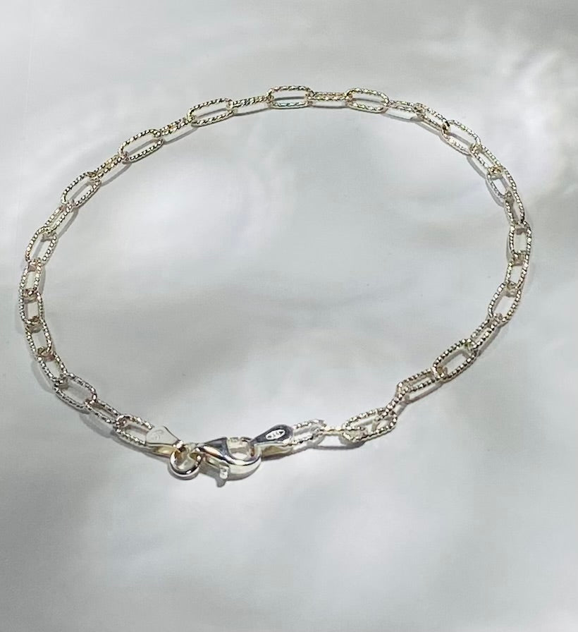 OPEN ROPE OVAL STYLE ANKLE BRACELET STERLING SILVER .925 WITH LOBSTER LOCK 10"