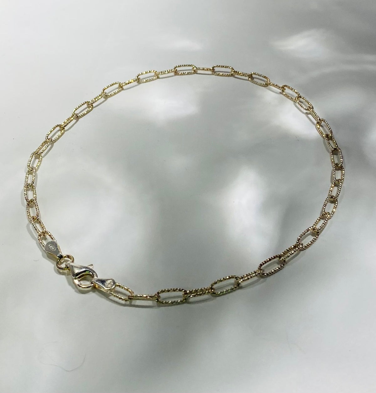 OPEN ROPE OVAL STYLE ANKLE BRACELET STERLING SILVER .925 WITH LOBSTER LOCK 10"