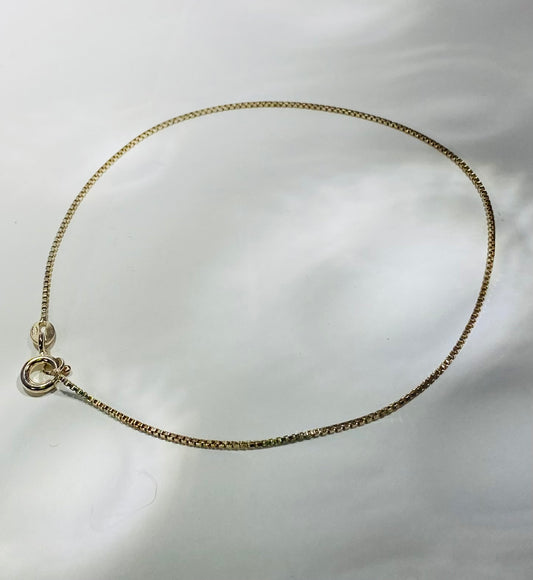 .925 Sterling Silver Classic Box Chain Anklet (9")