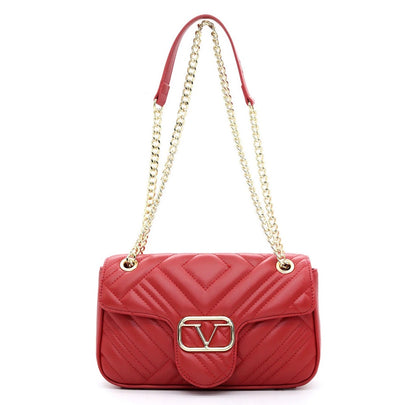 V 1969 CROSSBODY BAG MADE OF ECO-LEATHER WITH CHAIN STRAP RED