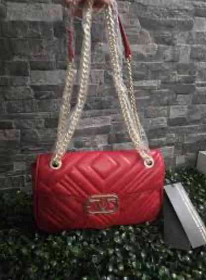 V 1969 CROSSBODY BAG MADE OF ECO-LEATHER WITH CHAIN STRAP RED