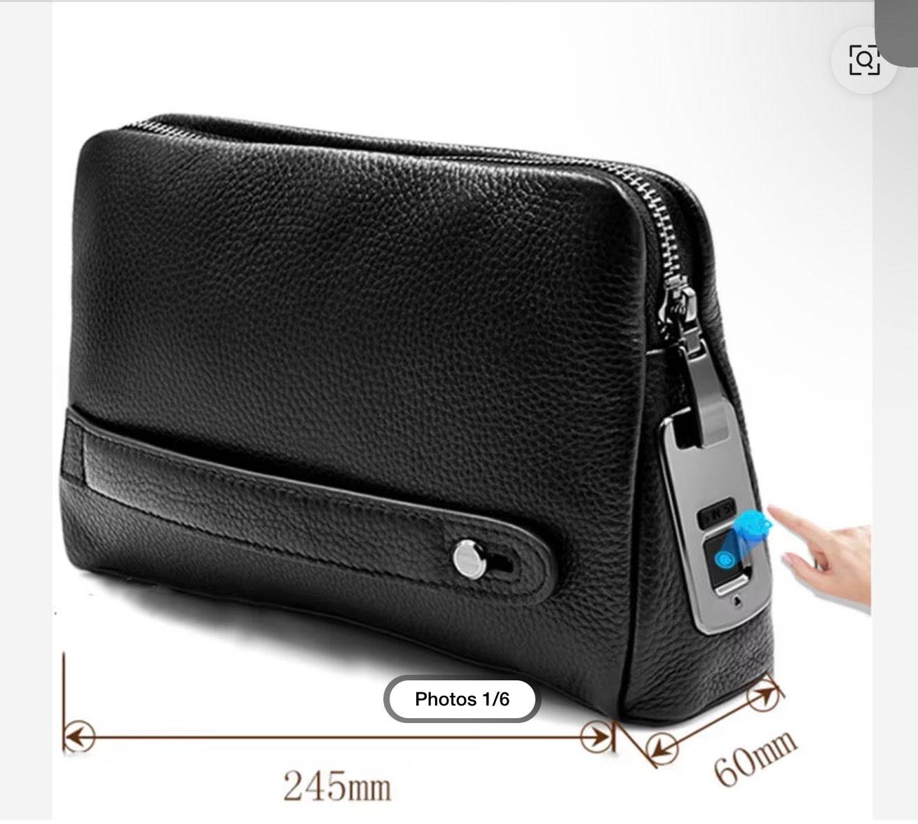 FILILOCK FL V1 MEN ZIPPER LEATHER WALLET SMART FINGERPRINT SECURITY HANDBAG LONG STANDBY
