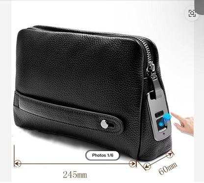 FILILOCK FL V1 MEN ZIPPER LEATHER WALLET SMART FINGERPRINT SECURITY HANDBAG LONG STANDBY