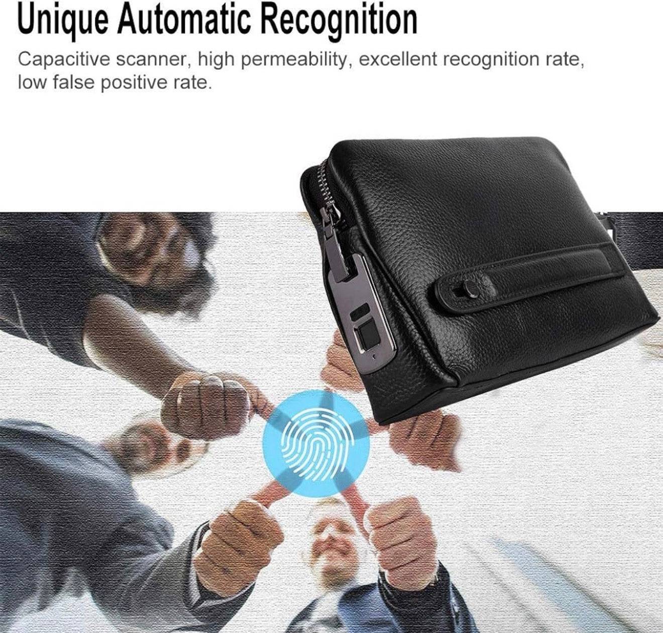 FILILOCK FL V1 MEN ZIPPER LEATHER WALLET SMART FINGERPRINT SECURITY HANDBAG LONG STANDBY