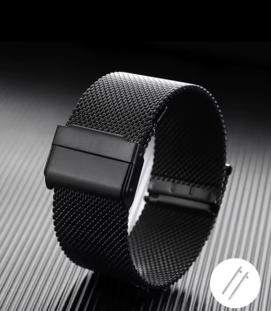 BLACK MESH STAINLESS STEEL BRACELET SMARTWATCH BAND 38-42 MM