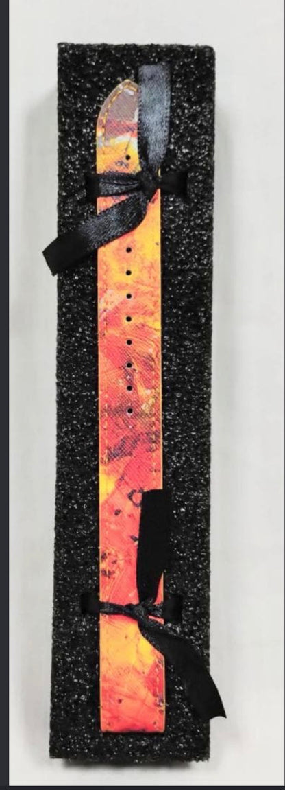 SMARTWATCH Abstract Vibrant Orange & Red Faux Leather Smartwatch Band