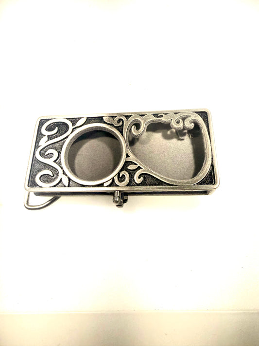 Scroll Filigree Flip-Top Lighter Holder Belt Buckle