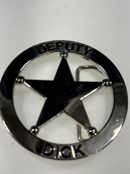 X-Large Round "Deputy Dick" Sheriff Star Badge Belt Buckle