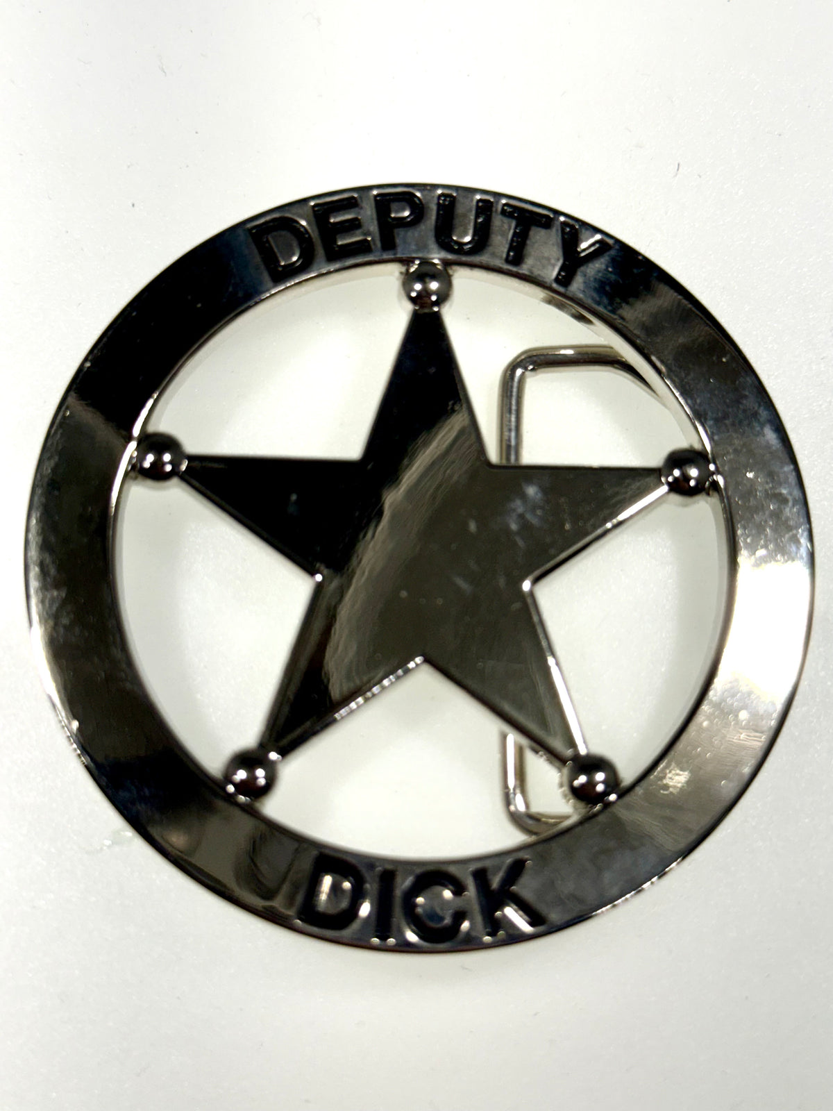 X-Large Round "Deputy Dick" Sheriff Star Badge Belt Buckle
