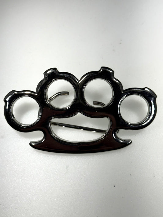 Metallic Gunmetal Knuckle Duster Belt Buckle