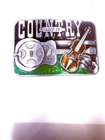 Vintage Country "Keep It Country" Western Belt Buckle – Antique Finish Metal