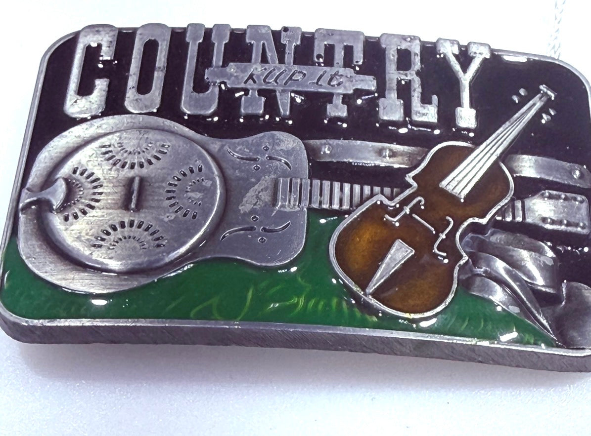 Vintage Country "Keep It Country" Western Belt Buckle – Antique Finish Metal