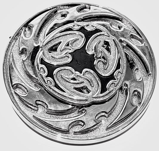 Tribal Flame Spinning Circular Belt Buckle Silver