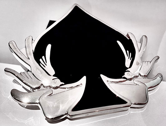 Ace of Spades & Rockabilly Swallows Enamel Belt Buckle