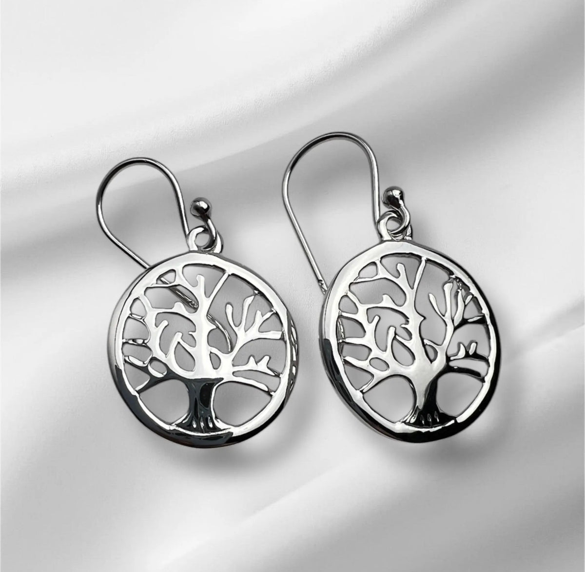 Tree Silver-Tone Cutout Tree of Life Drop Wire Earrings life Earring