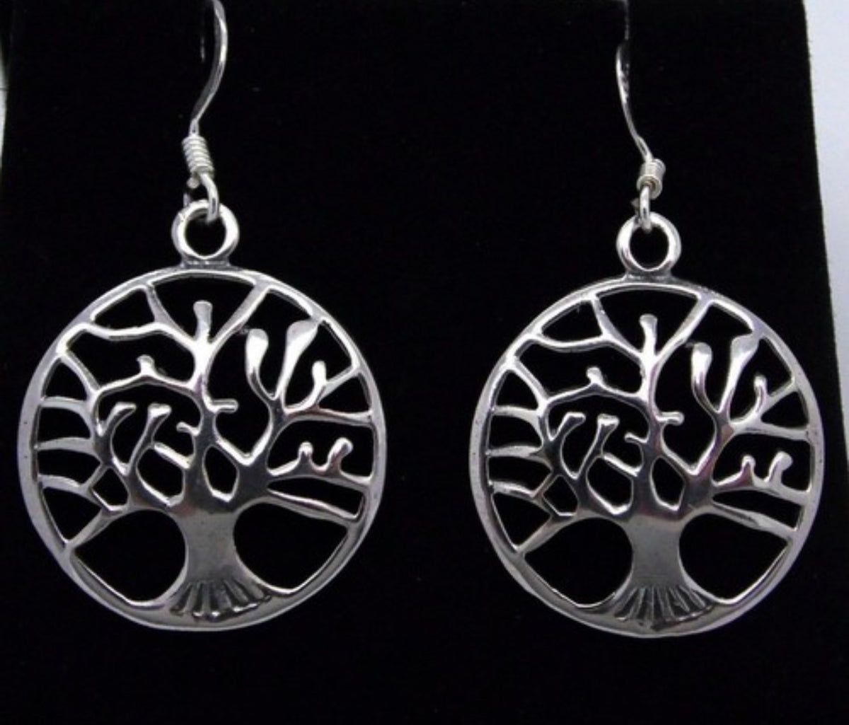 Tree Silver-Tone Cutout Tree of Life Drop Wire Earrings life Earring