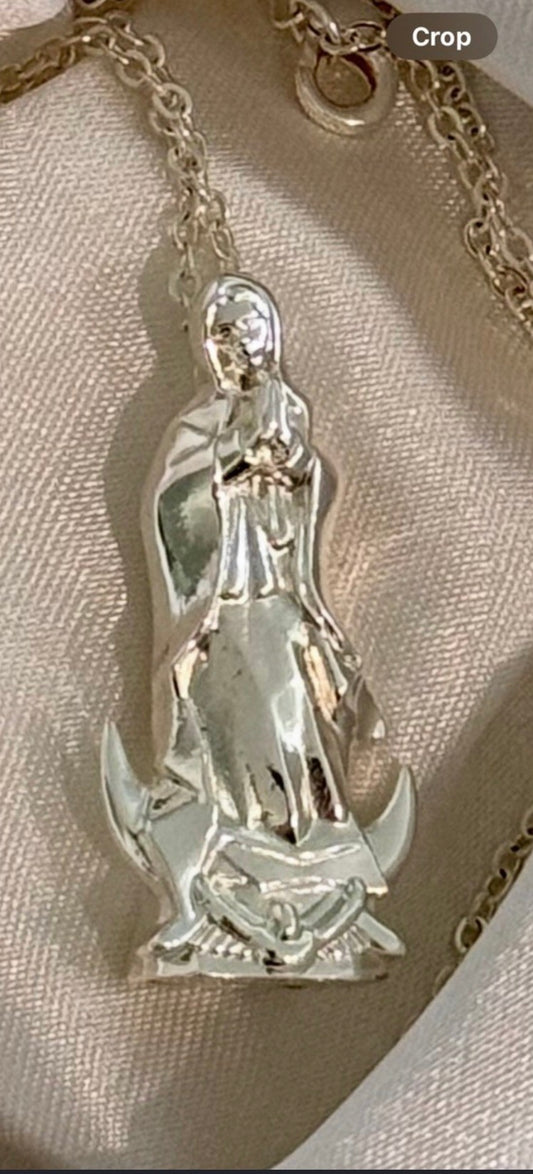 Our Lady of Guadalupe 925 Sterling Silver Figural Pendant Necklace