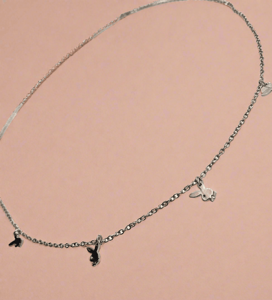 PLAYBOY ANKLE BRACELET WITH BUNNY HEADS EXTENED 10" - COLO