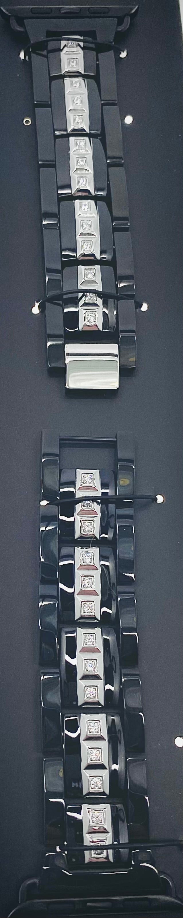 BLACK BAND WITH CRYSTALS WATCH BAND 38-42 MM